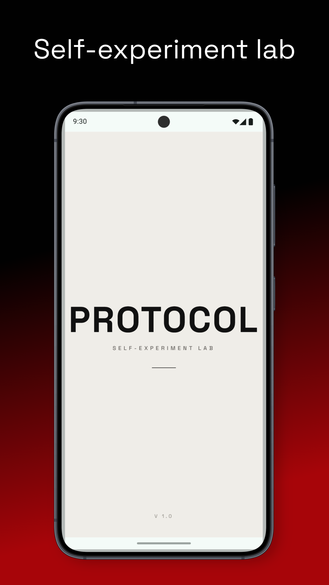 Protocol splash screen — Self-experiment lab