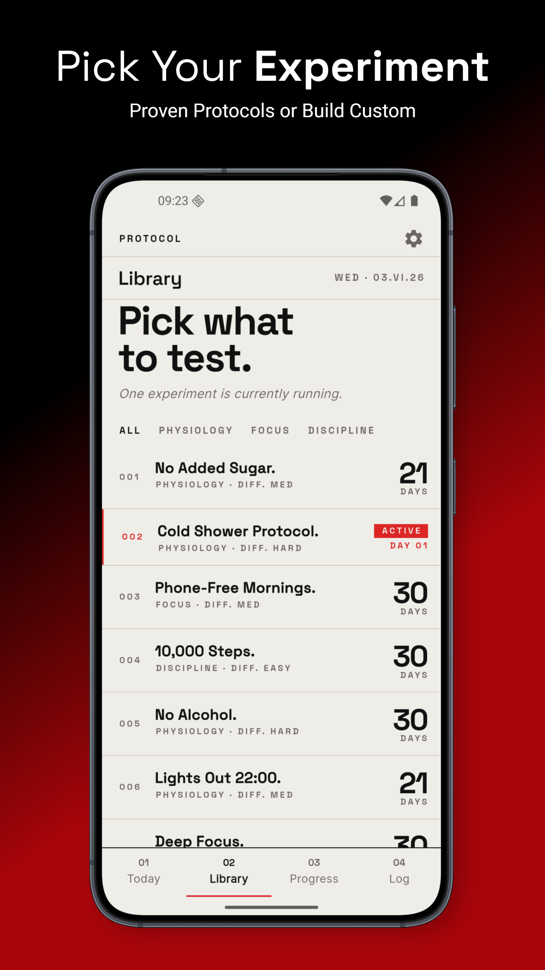 Library — Pick your experiment