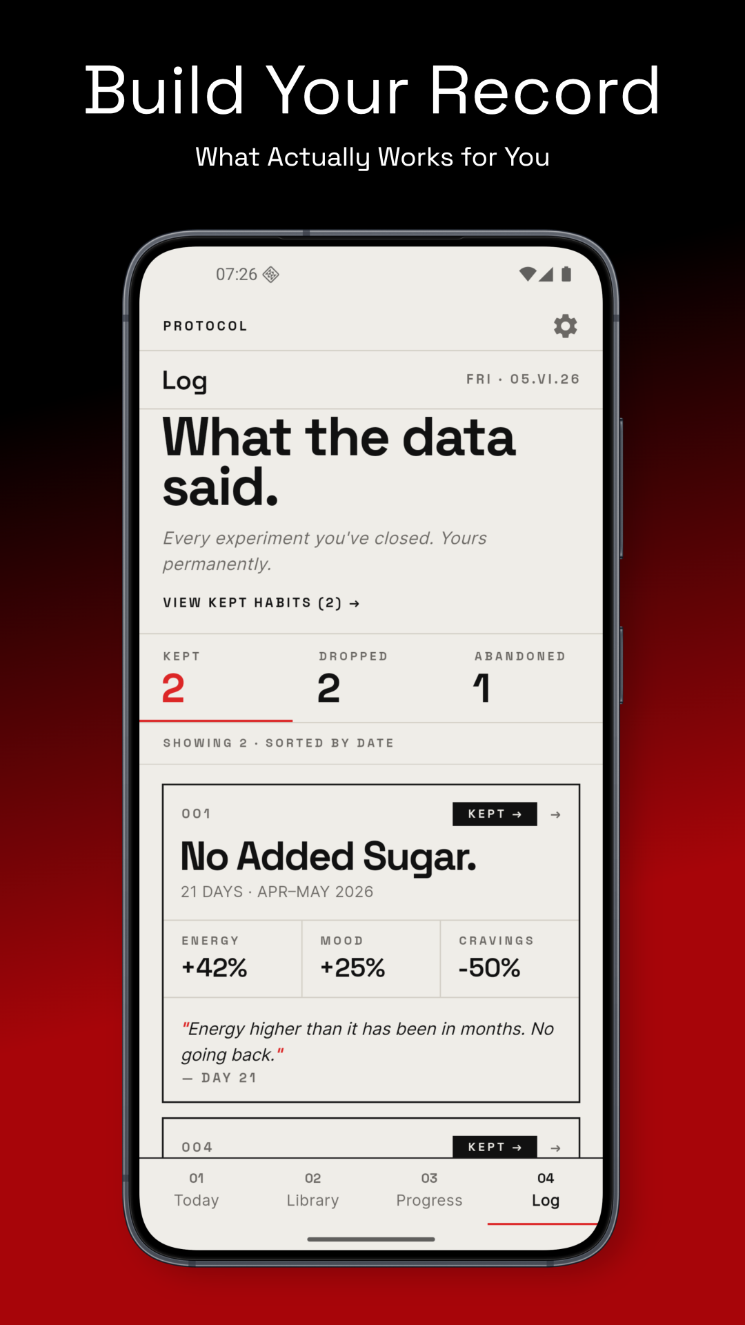 Log — your permanent record